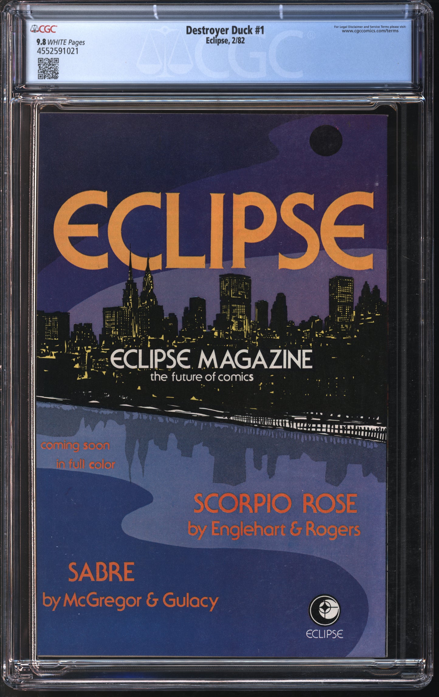 Eclipse Comics Destroyer Duck #1 2/82 CGC 9.8 White Pages