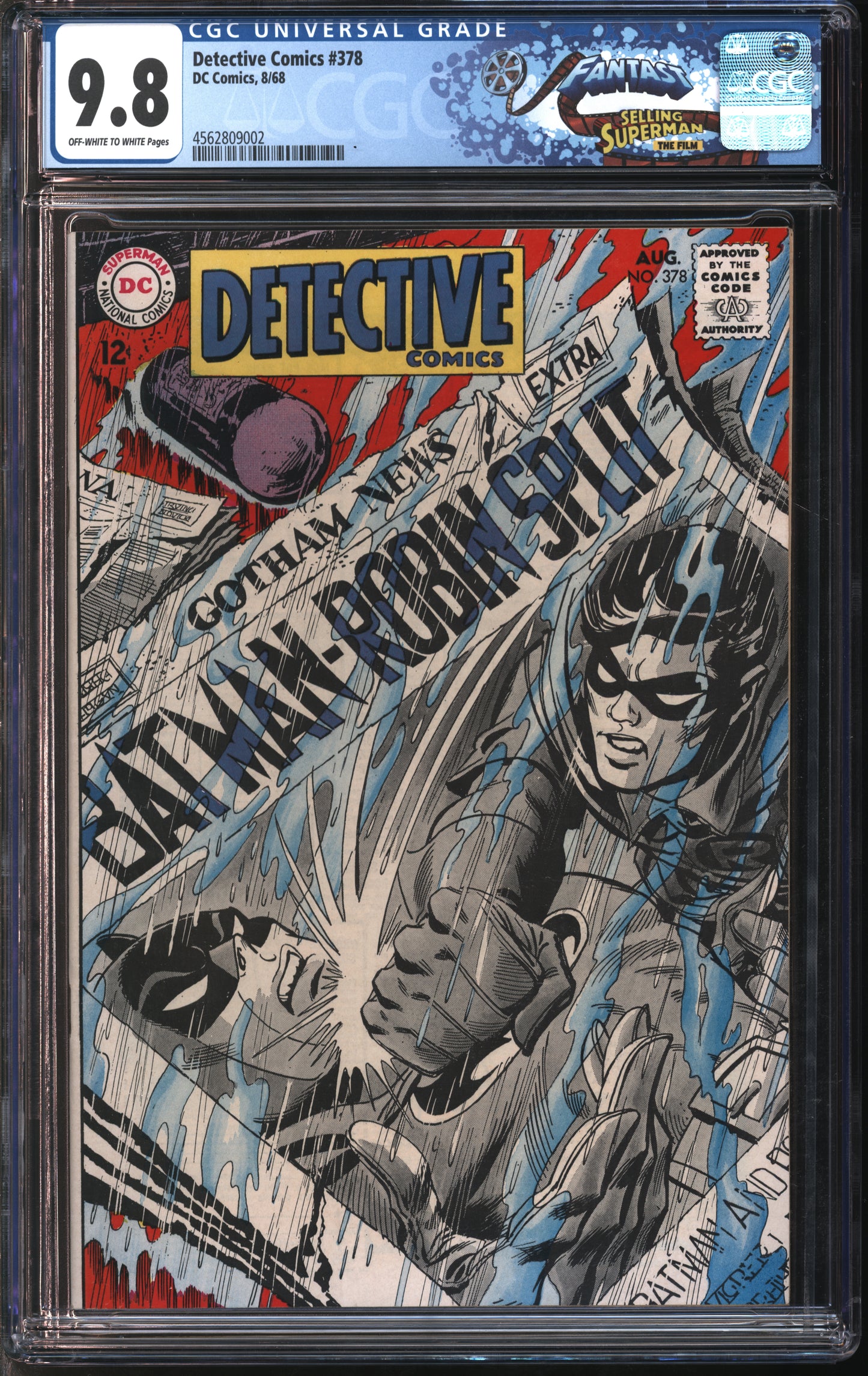 D.C. Comics Detective Comics #378 8/68 FANTAST CGC 9.8 Off-White to White Pages