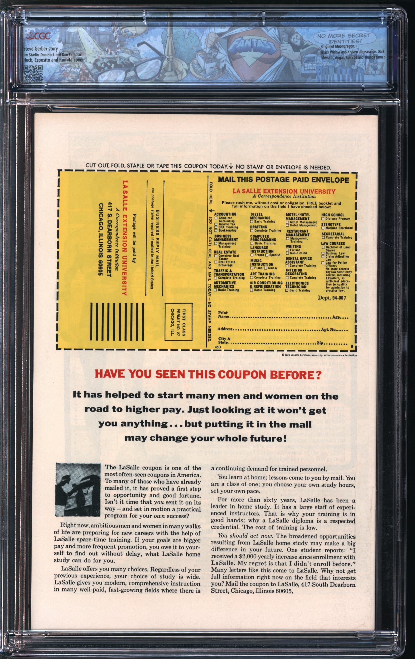 Marvel Comics Daredevil #105 11/73 FANTAST CGC 9.6 White Pages