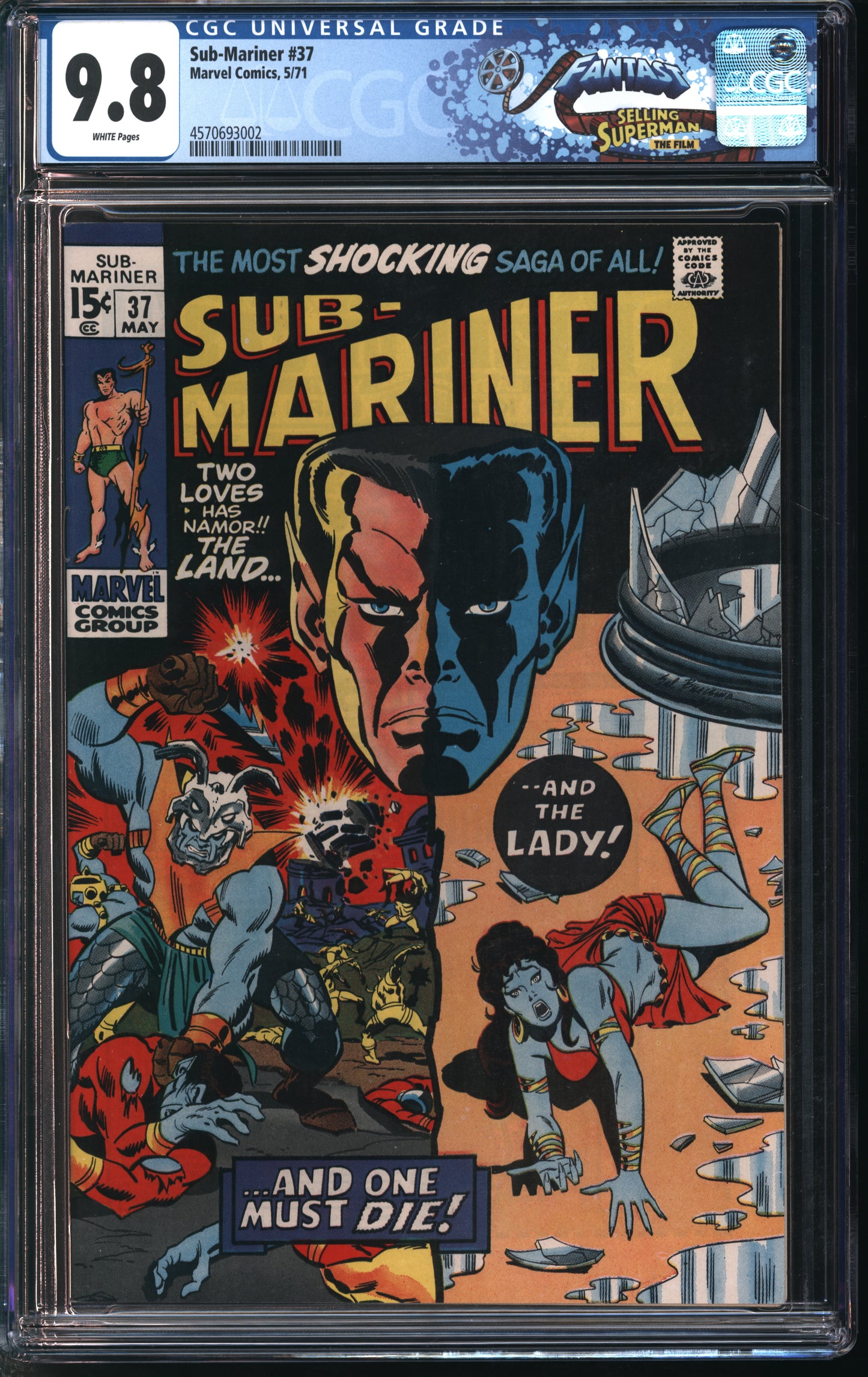 Marvel Comics Sub-Mariner #37 5/71 FANTAST CGC 9.8 White Pages
