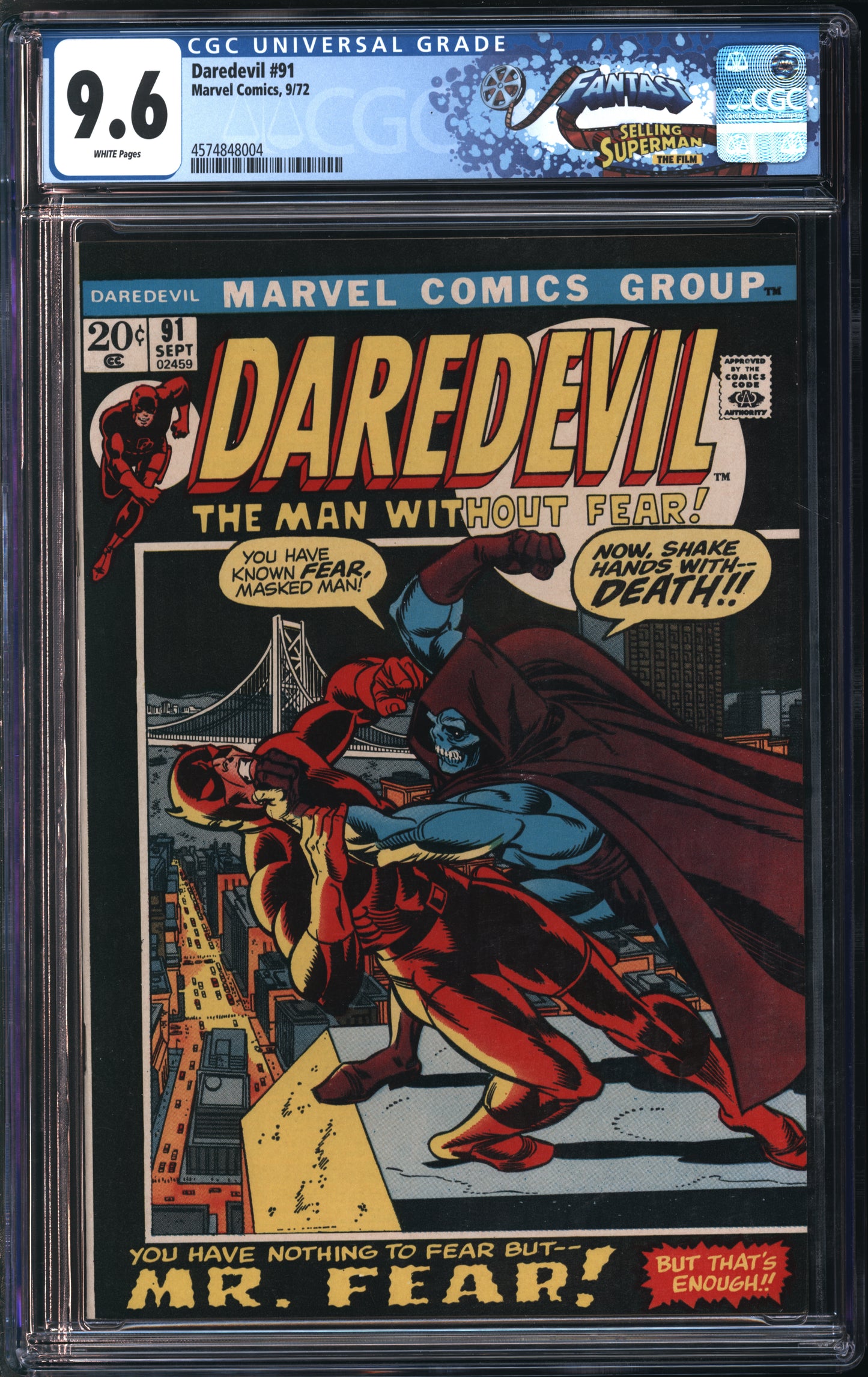 Marvel Comics Daredevil #91 9/72 FANTAST CGC 9.6 White Pages