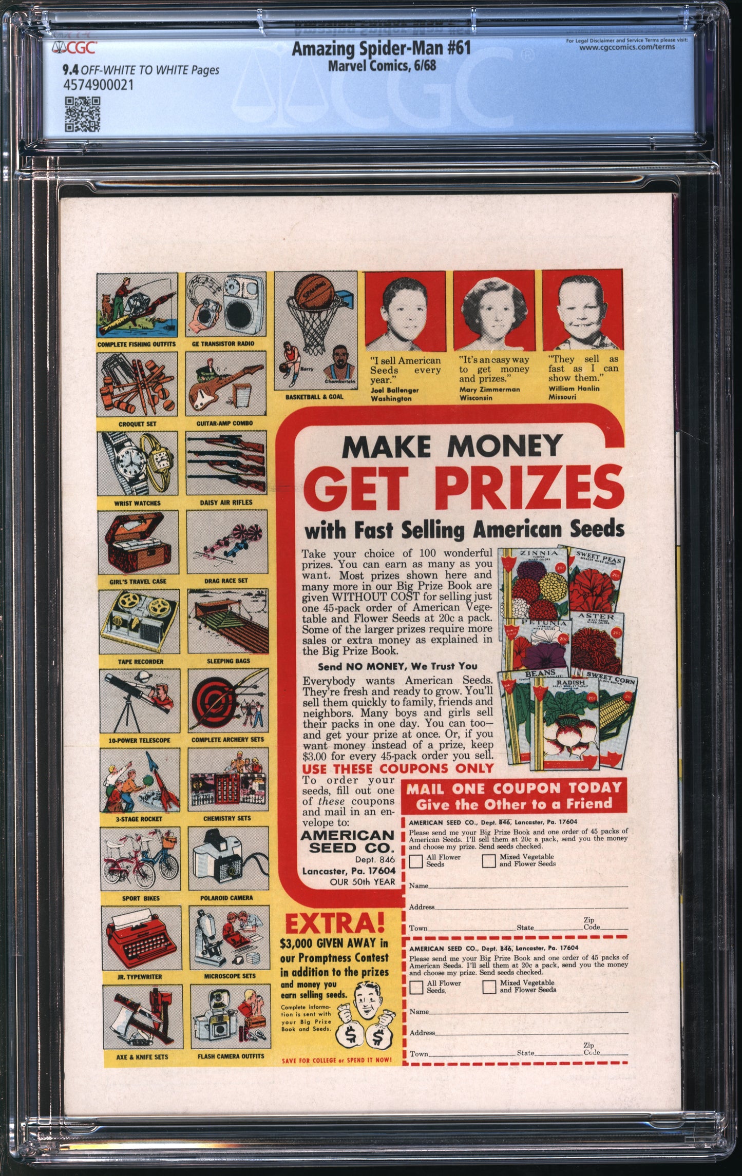 Marvel Comics Amazing Spider-Man #61 6/68 CGC 9.4 Off-White to White Pages