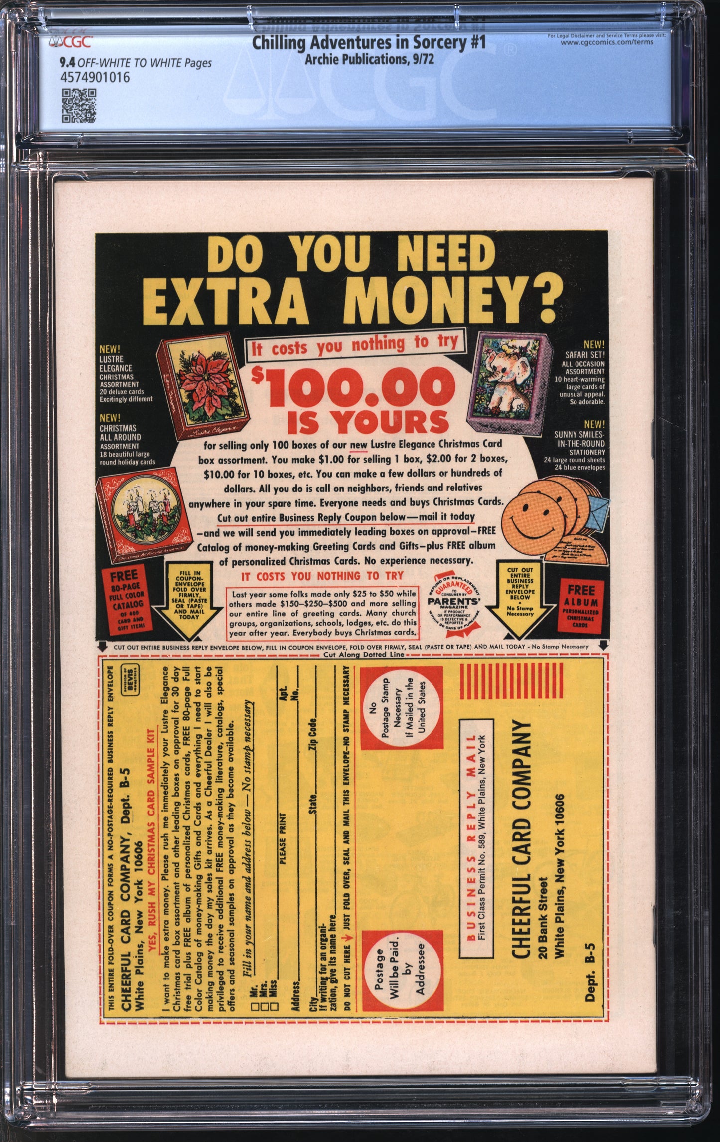 Archie Pub. Chilling Adventures in Sorcery #1 9/72 CGC 9.4 Off-White to White Pages
