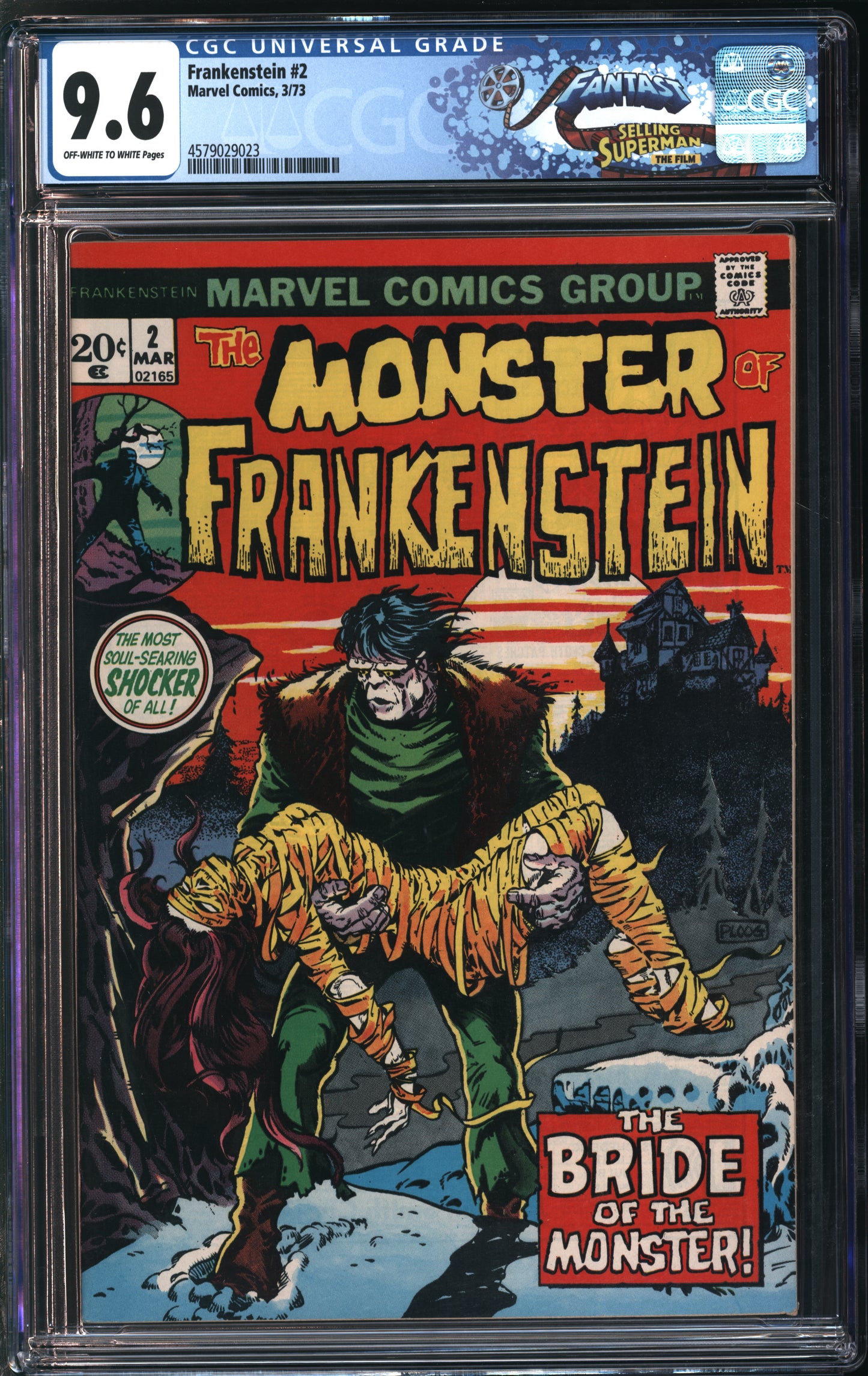 Marvel Comics Frankenstein #2 3/73 FANTAST CGC 9.6 Off-White to White Pages