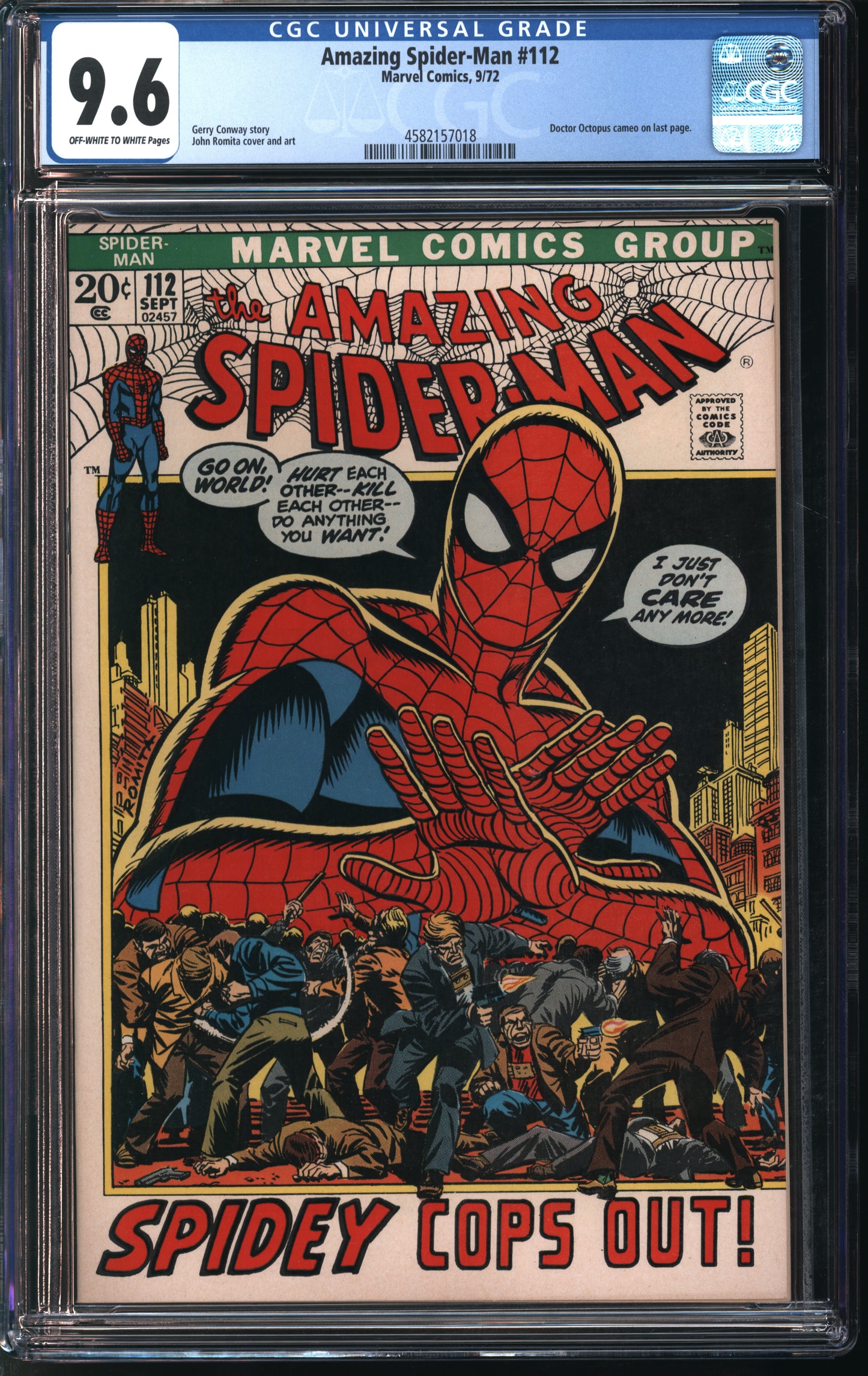 Marvel Comics Amazing Spider-Man #112 9/72 CGC 9.6 Off-White to White Pages