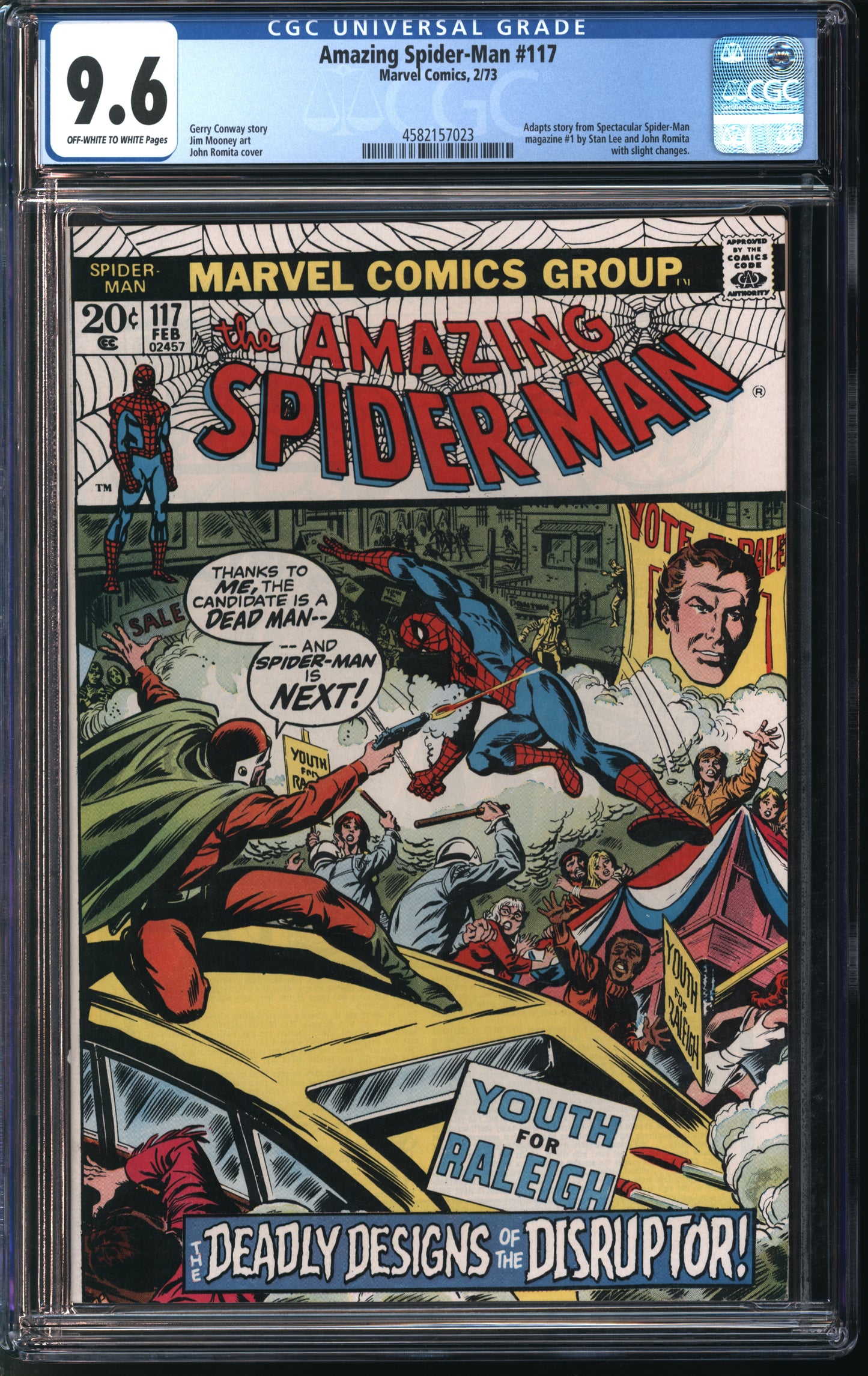 Marvel Comics Amazing Spider-Man #117 2/73 CGC 9.6 Off-White to White Pages