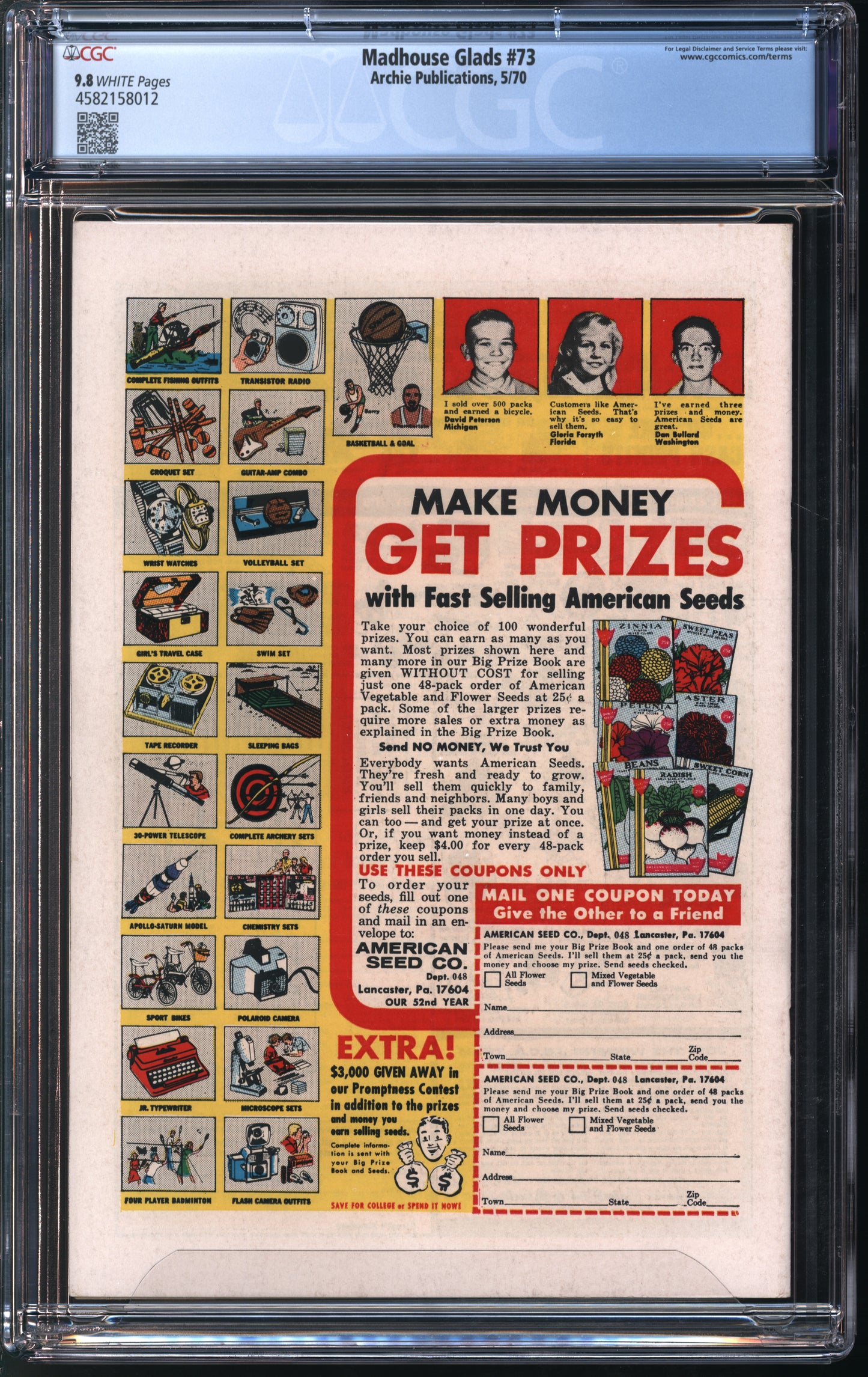 Archie Pub. Madhouse Glads #73 5/70 CGC 9.8 White Pages