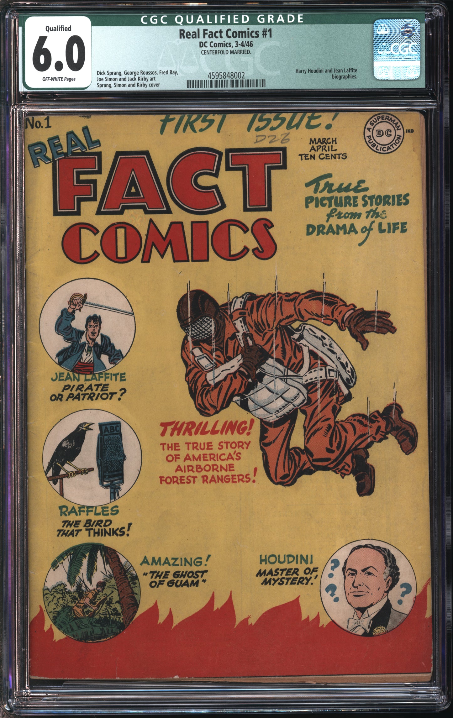D.C. Comics Real Fact Comics #1 3-4/46 CGC QUALIFIED 6.0 Off-White Pages