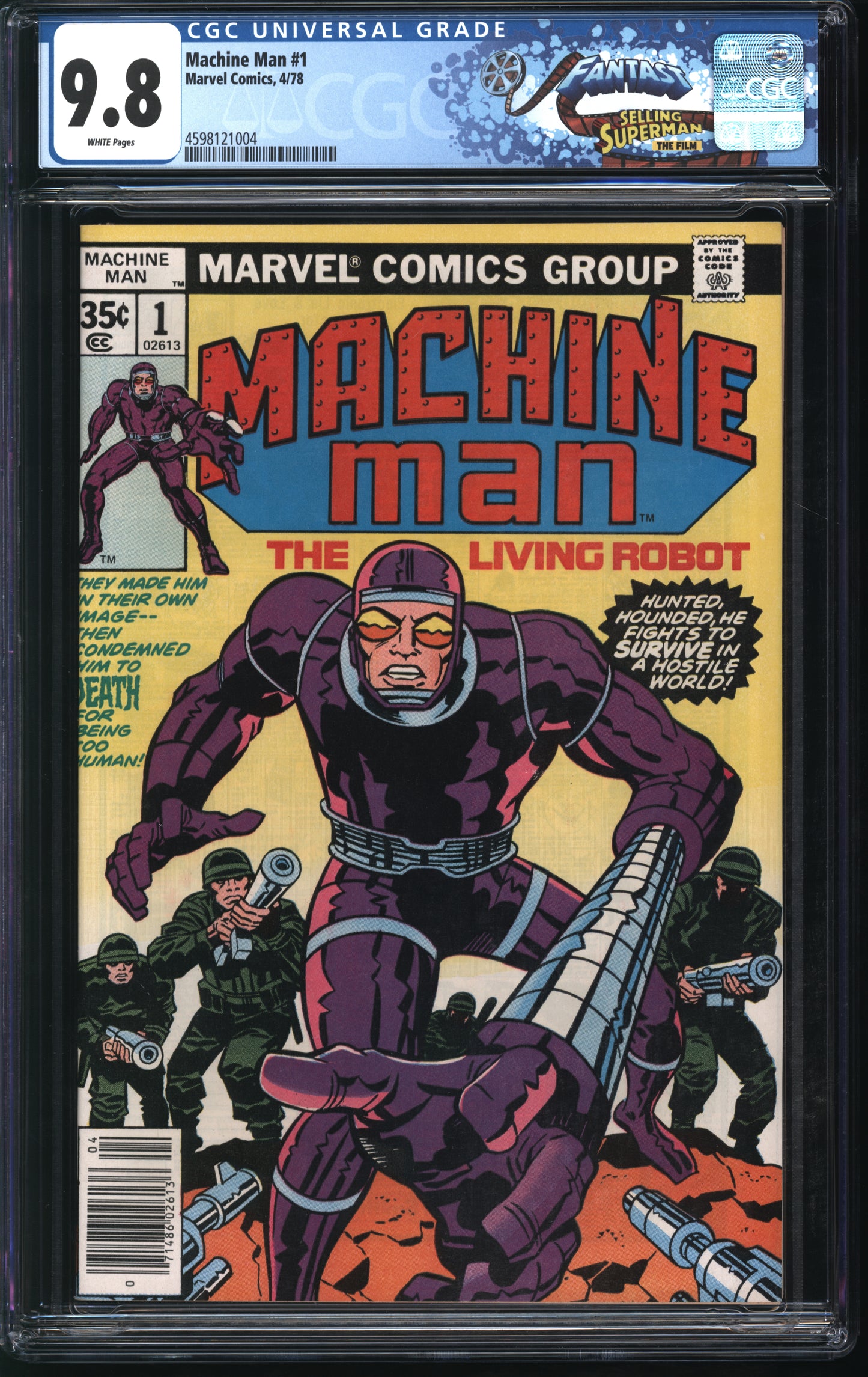 Marvel Comics Machine Man #1 4/78 FANTAST CGC 9.8 White pages