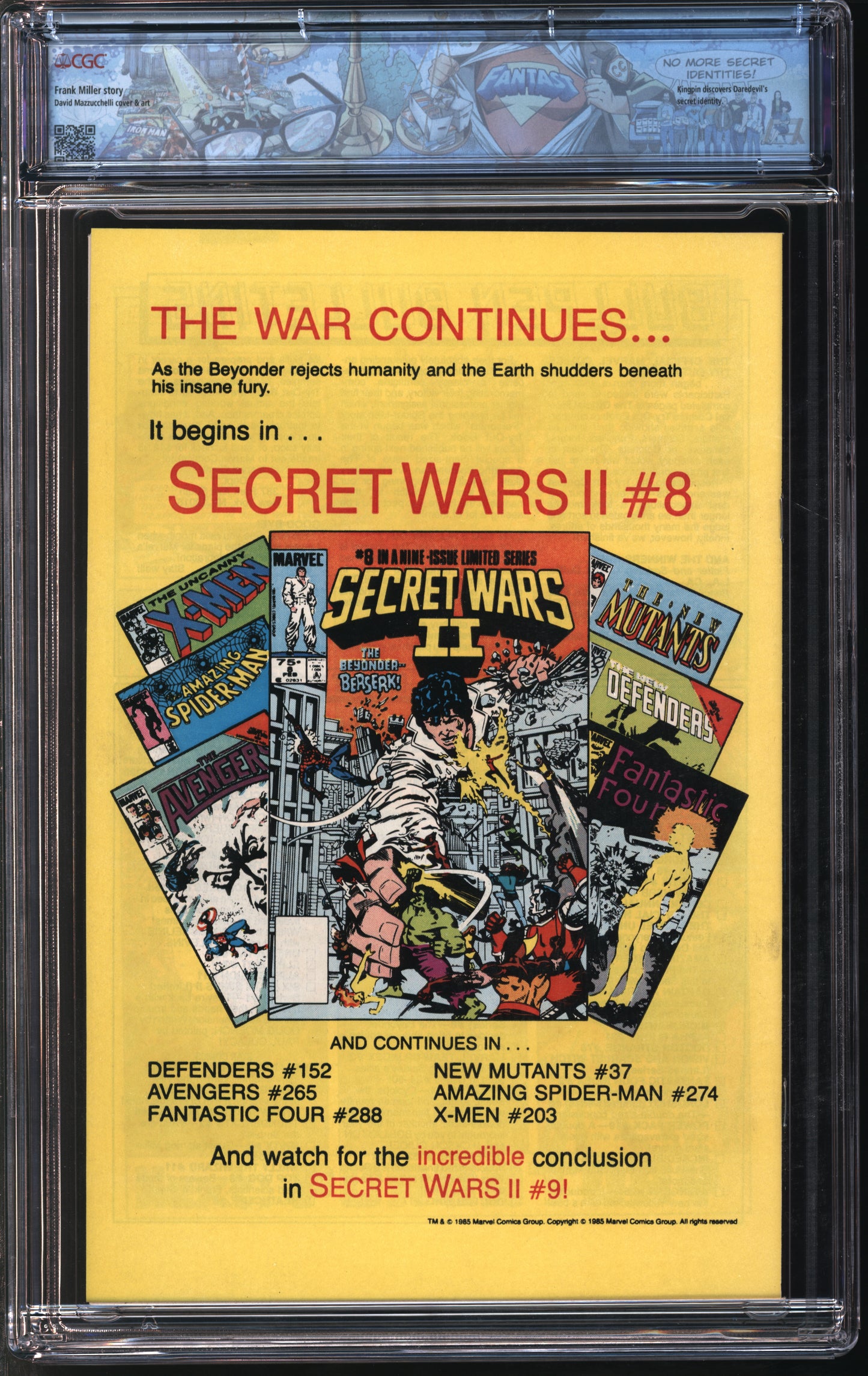 Marvel Comics Daredevil #227 2/86 FANTAST CGC 9.6 White Pages