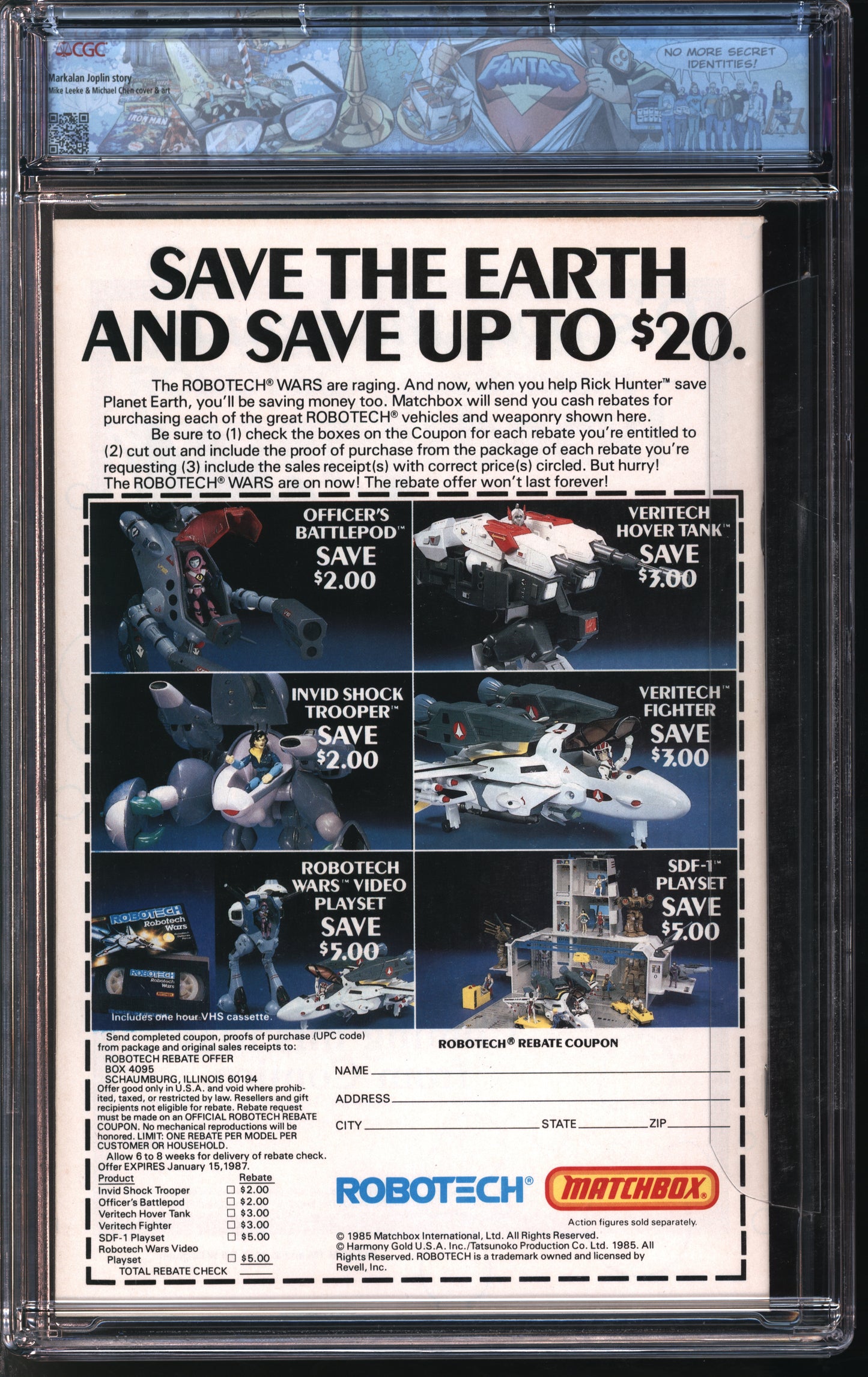 Comico Robotech: The Macross Saga #18 3/87 FANTAST CGC 9.4 White Pages