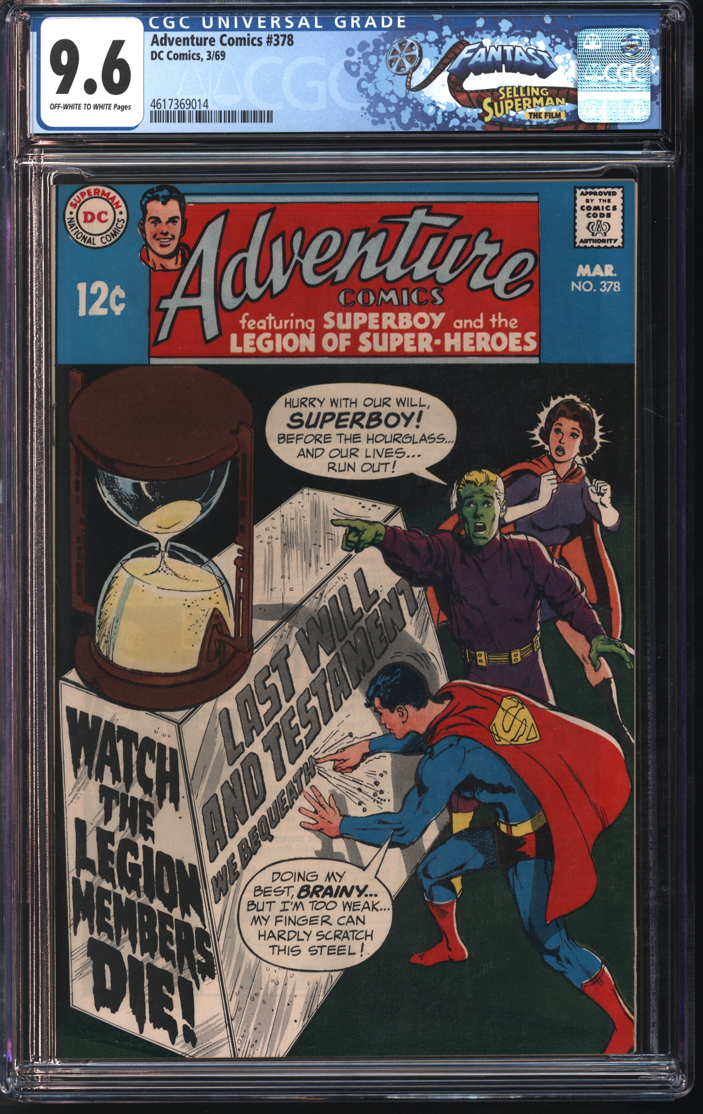 D.C. Comics Adventure Comics #378 2/69 FANTAST CGC 9.6 Off-White to White Pages
