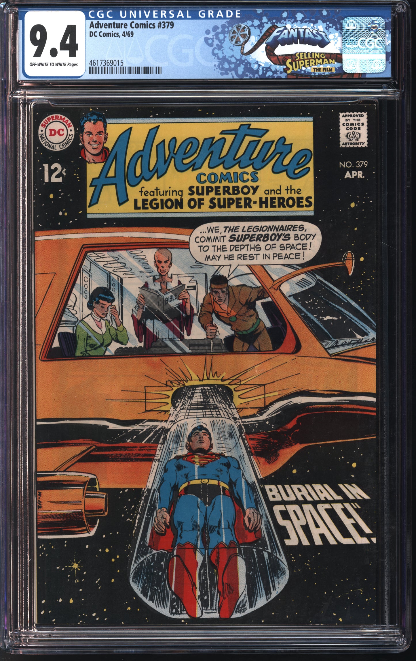 D.C. Comics Adventure Comics #379 4/69 FANTAST CGC 9.4 Off-White to White Pages