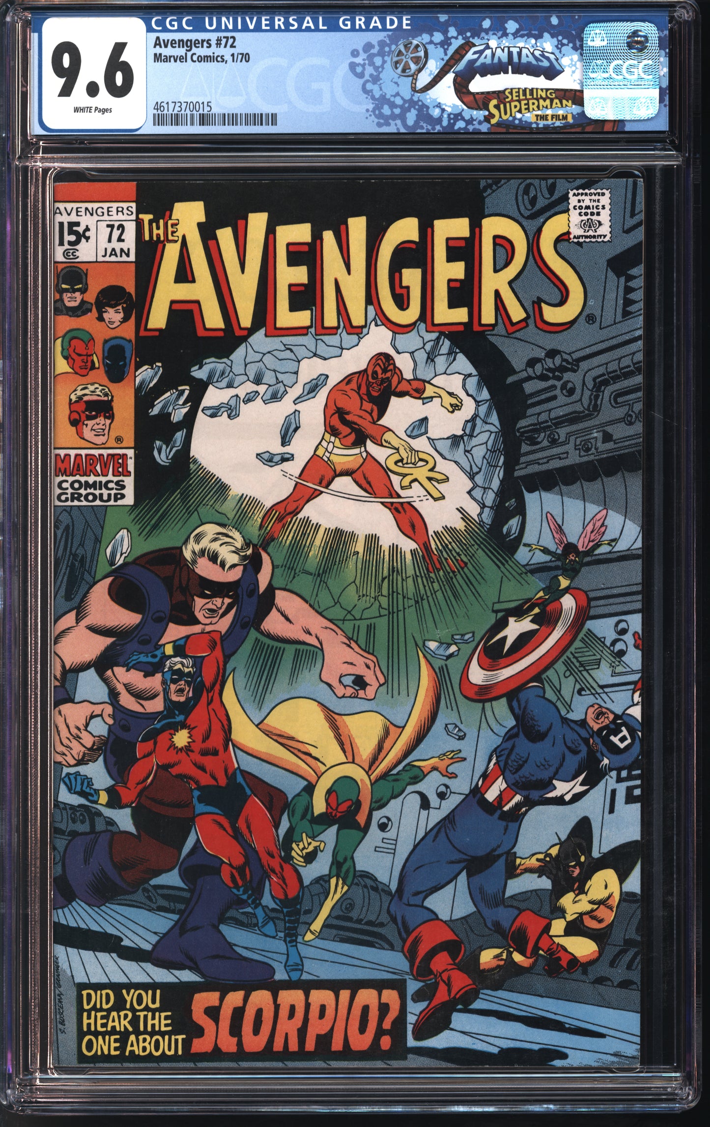 Marvel Comics Avengers #72 1/70 FANTAST CGC 9.6 White Pages