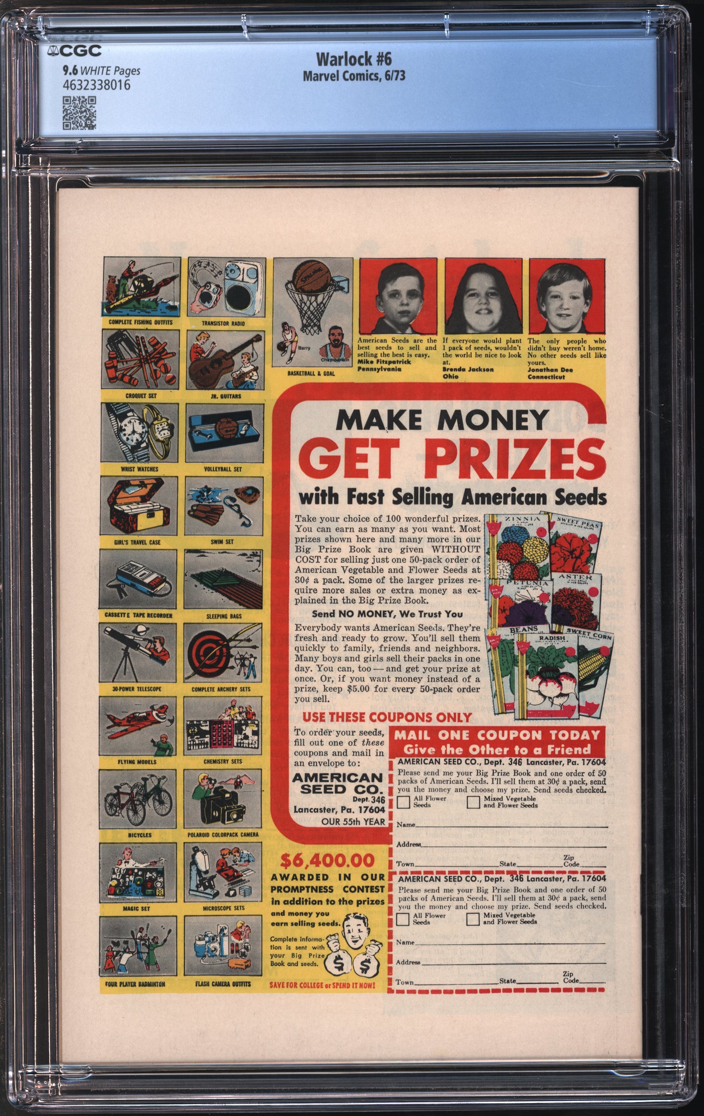 Marvel Comics Warlock #6 6/73 CGC 9.6 White Pages