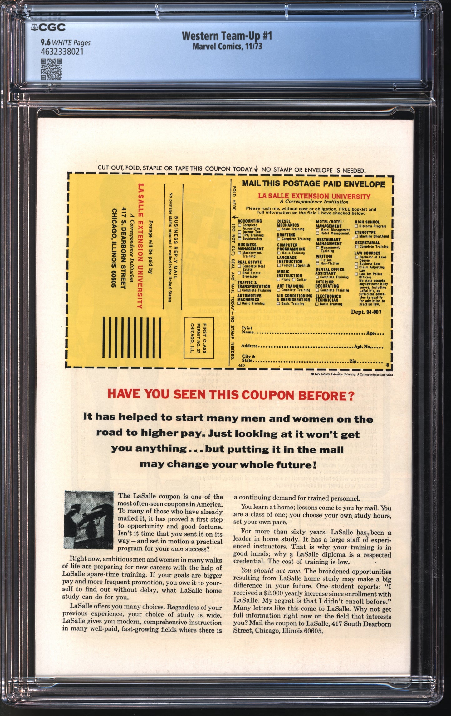 Marvel Comics Western Team-Up #1 11/73 CGC 9.6 White Pages