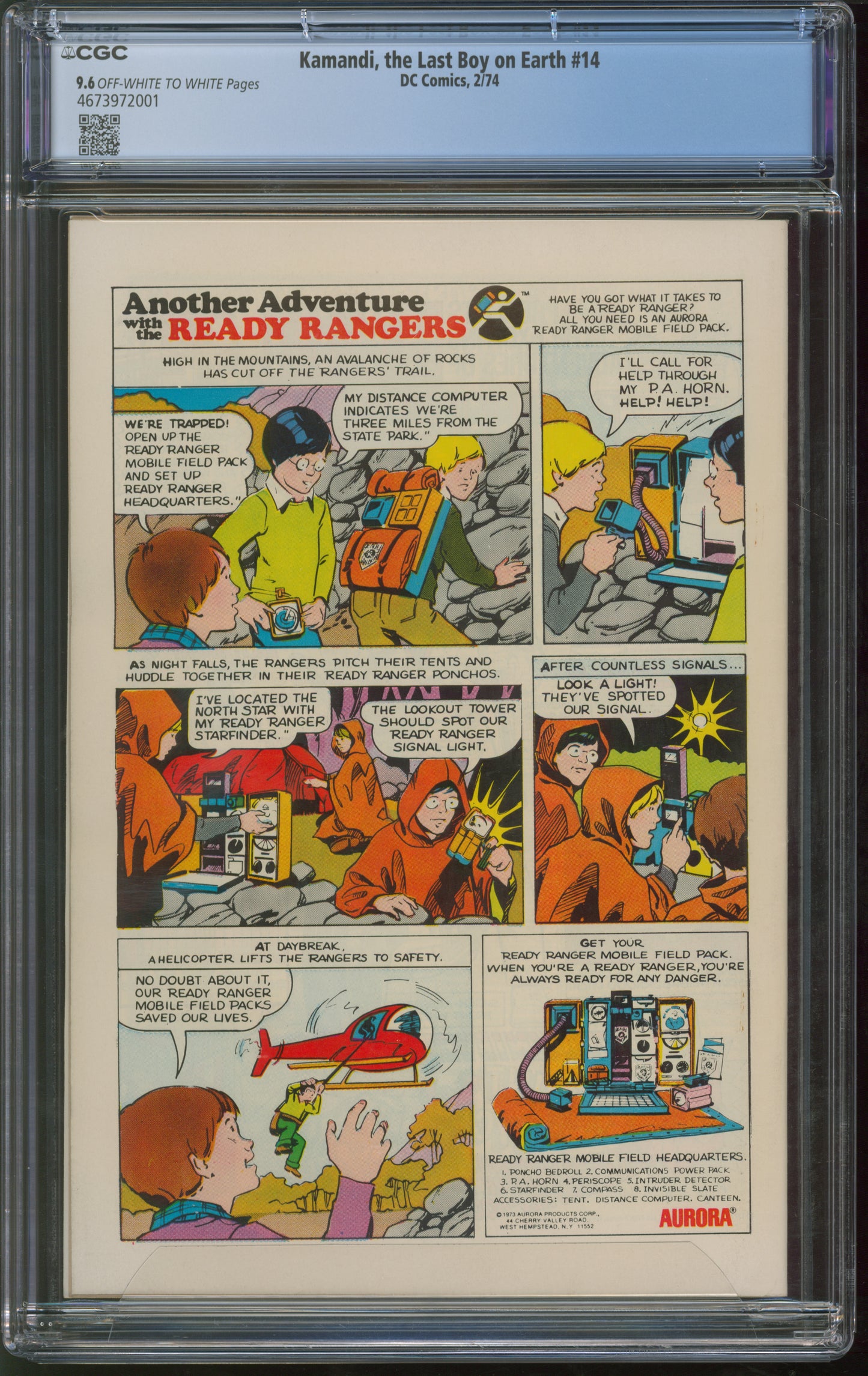 D.C. Comics Kamandi, the Last Boy on Earth #14 2/74 CGC 9.6 Off-White to White Pages