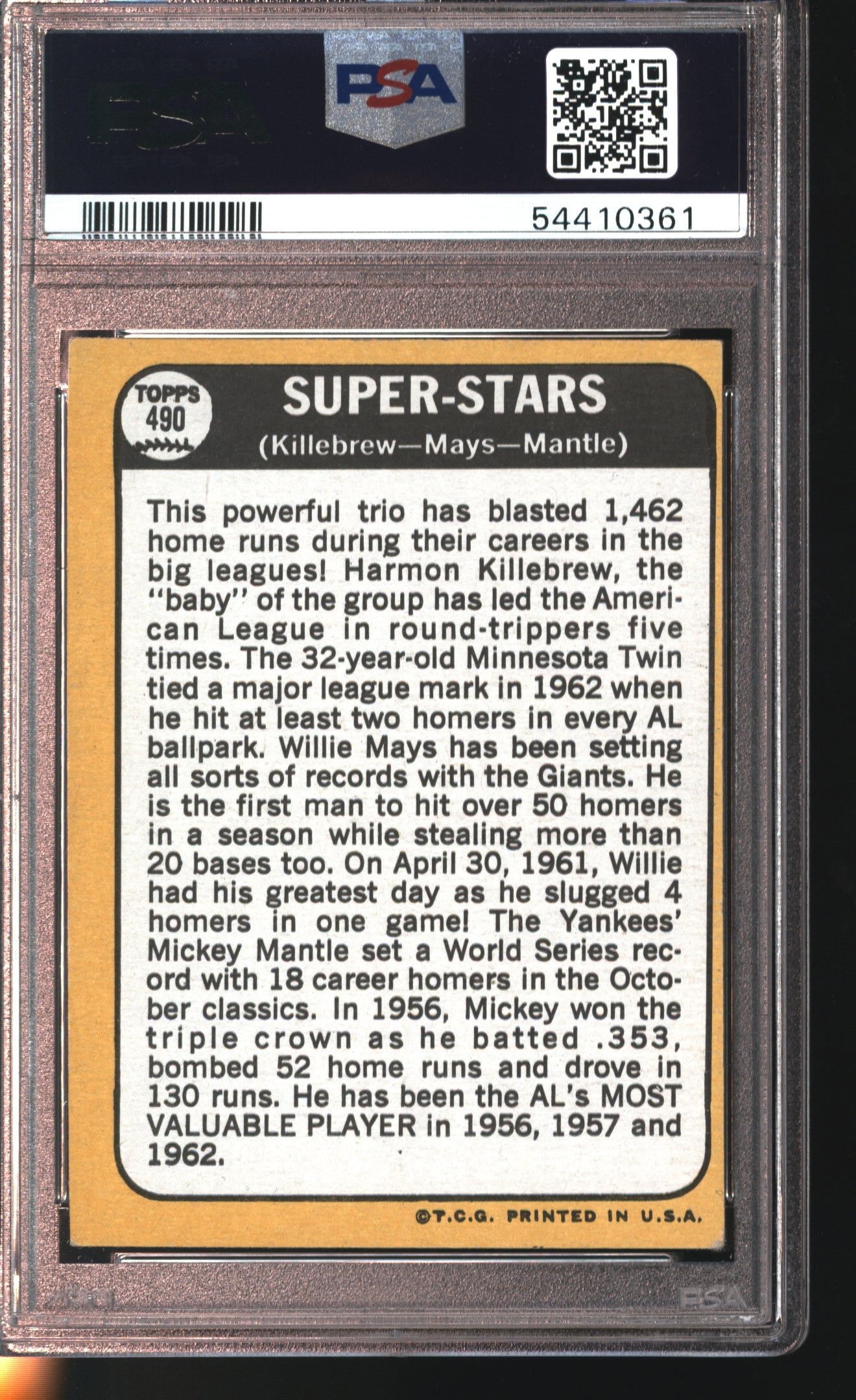 1968 Topps Super Stars # 490 Graded PSA 5