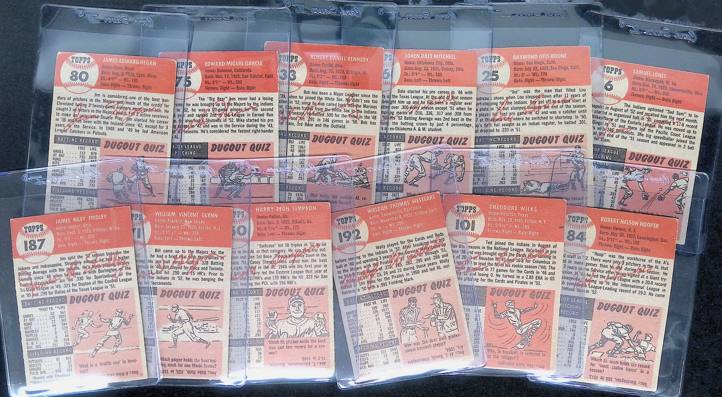 1953 Topps Cleveland Indians Team Lot