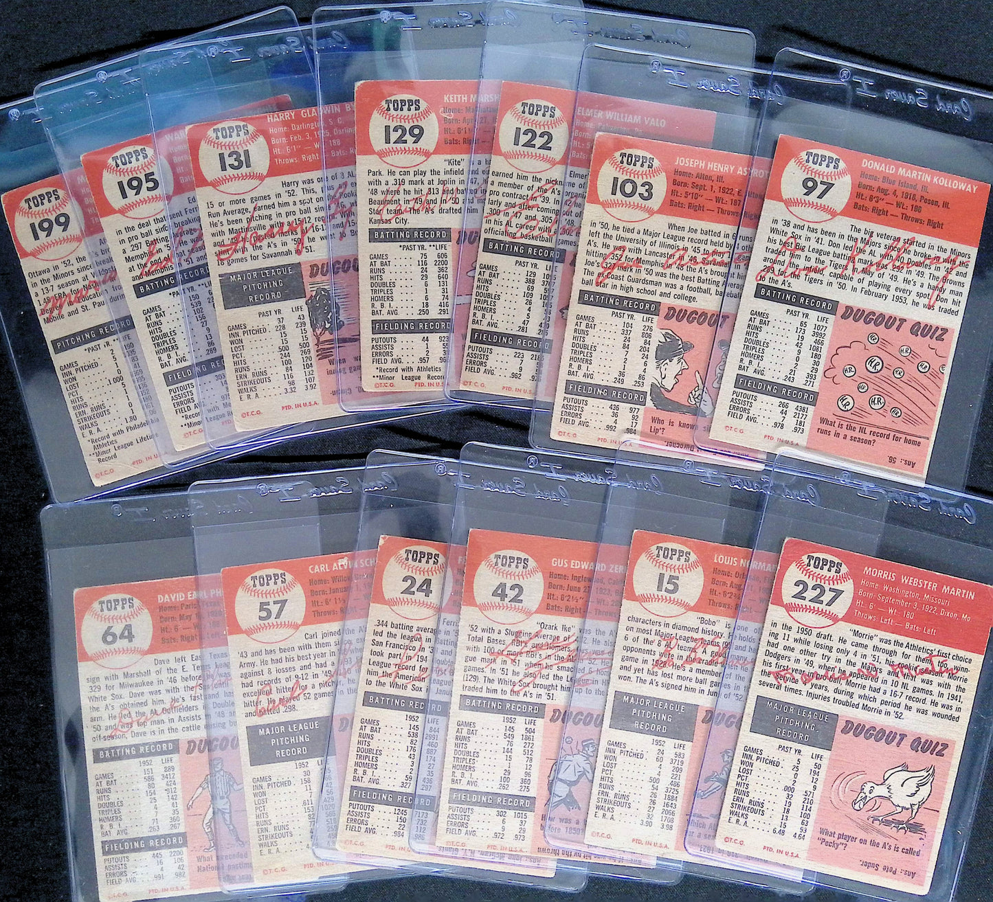 1953 Topps Philadelphia Athletics Team Lot