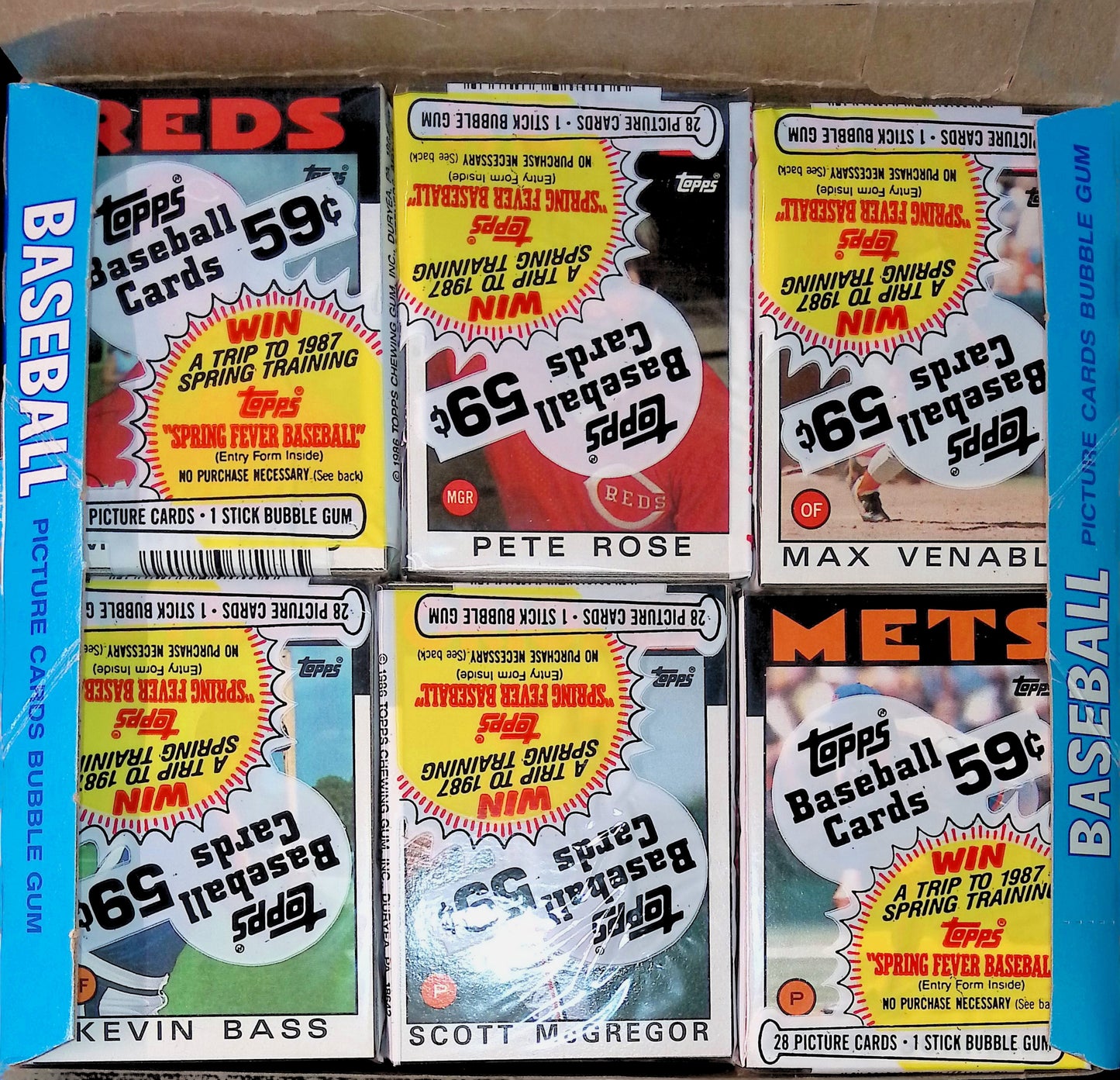 1986 Topps Baseball Cello Box Pete Rose On Top