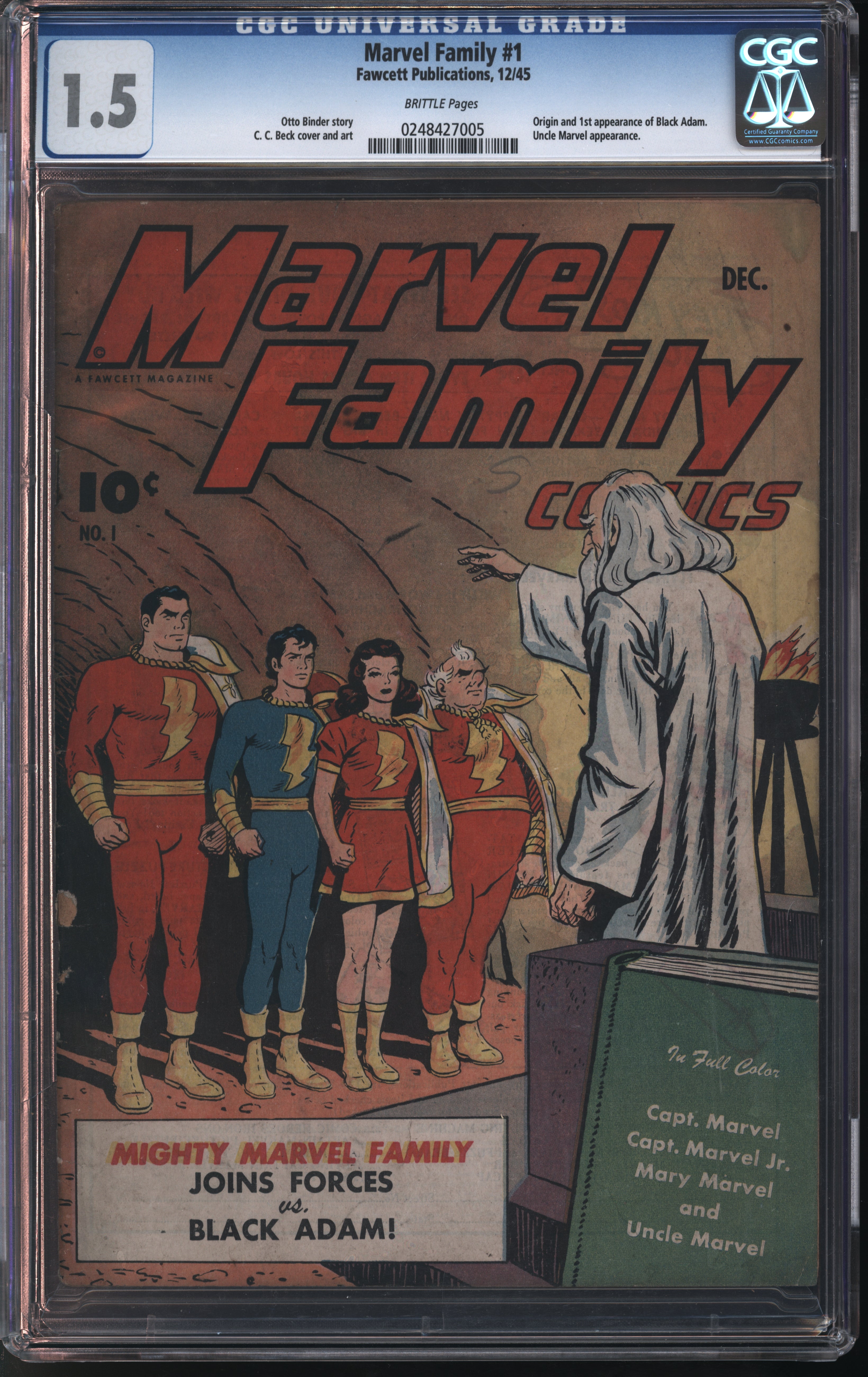Fawcett Publications Marvel Family #1 12/45 CGC 1.5 Brittle Pages