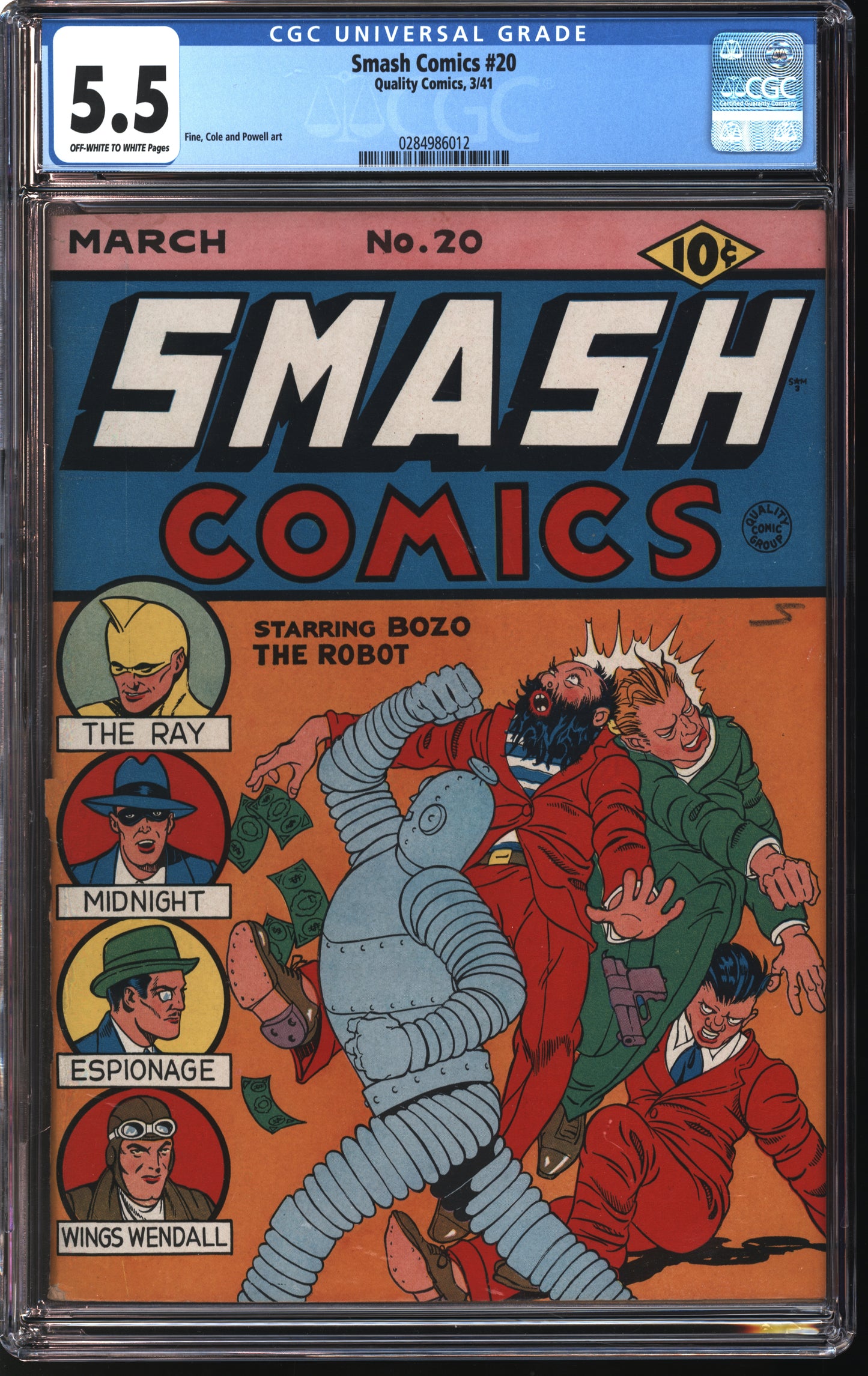 Quality Comics Smash Comics 20 3/41 CGC 5.5 Off White to White pages