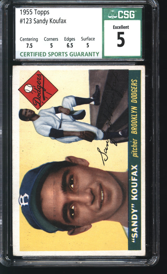 1955 Topps Sandy Koufax #123 Graded CSG 5