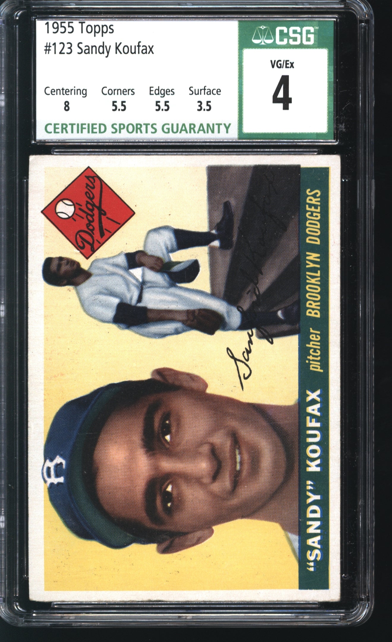 1955 Topps Sandy Koufax #123 Graded CSG 4