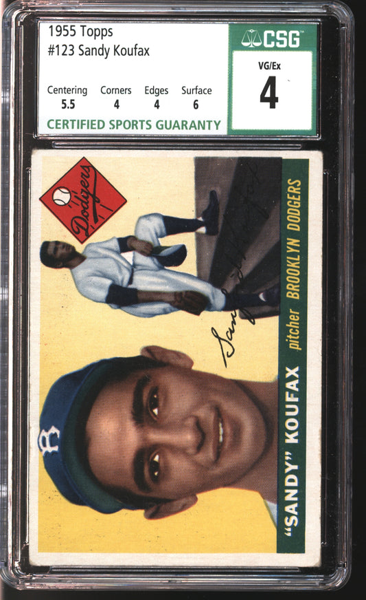 1955 Topps Sandy Koufax #123 Graded CSG 4