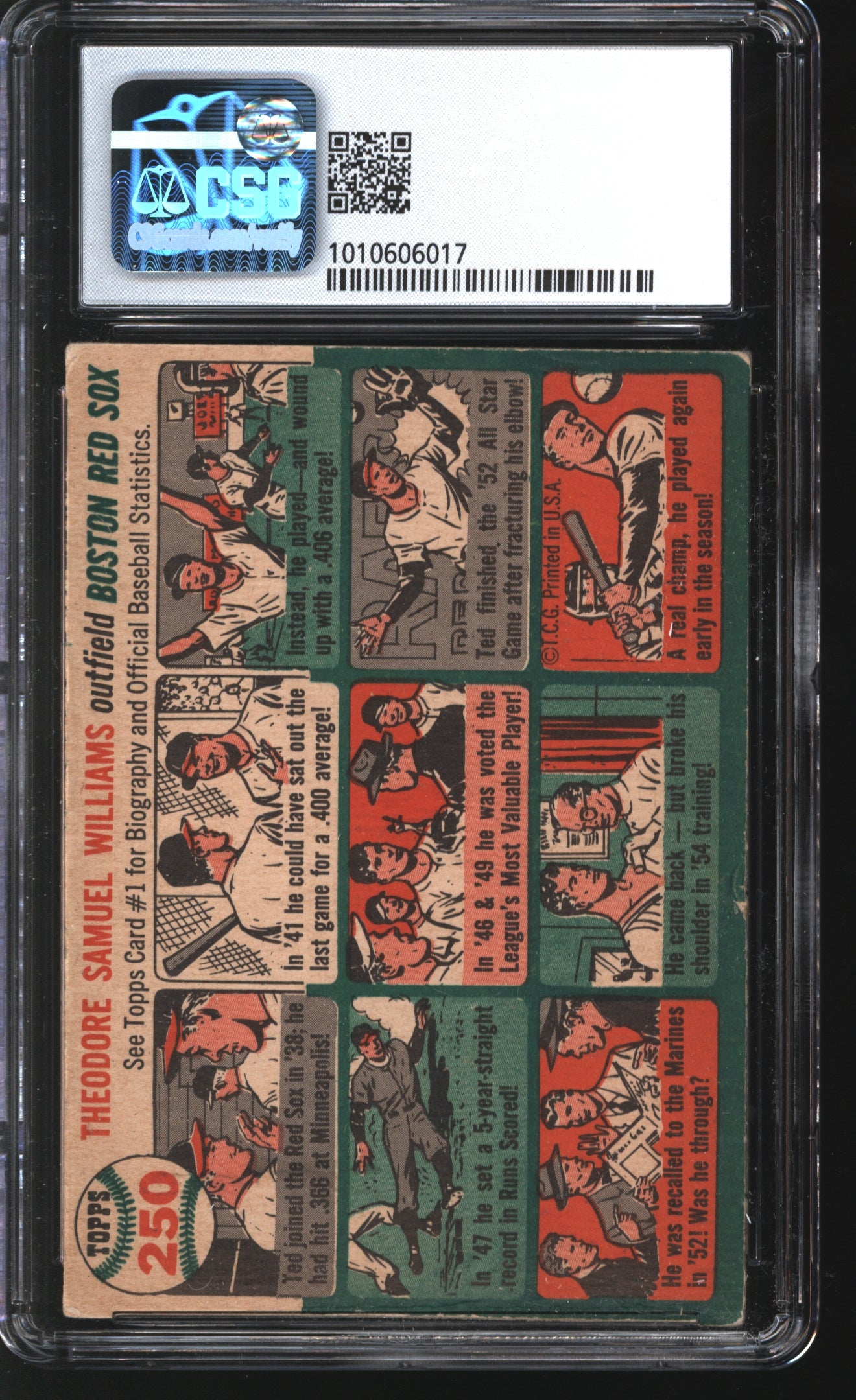 1954 Topps Ted Williams # 250 Graded CSG 4