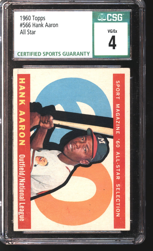 1960 Topps Hank Aaron All-Star #566 Graded CSG 4