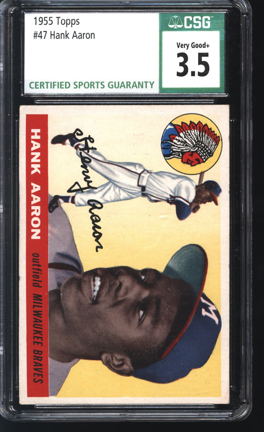 1955 Topps Hank Aaron #47 Graded CSG 3.5