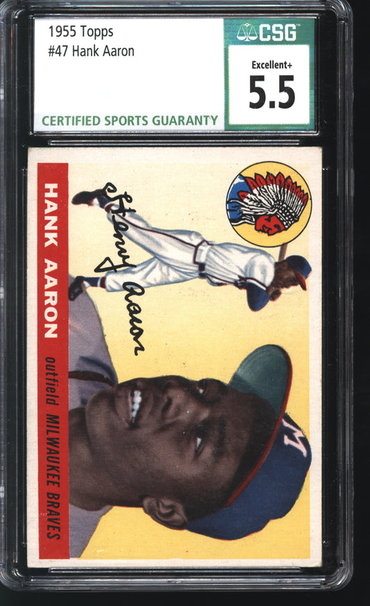 1955 Topps Hank Aaron #47 Graded CSG 5.5