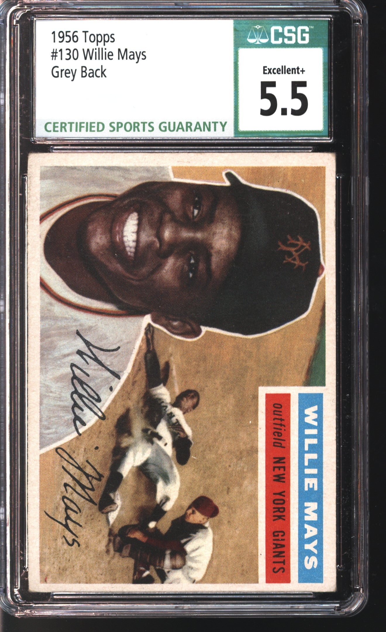 1956 Topps Willie Mays #130 Graded CSG 5.5 Grey Back