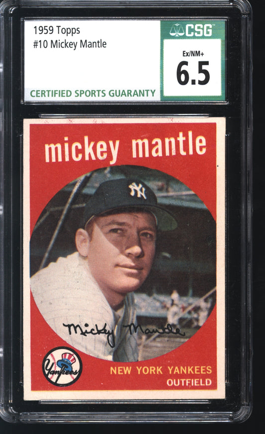 1959 Topps Mickey Mantle #10 Graded CSG 6.5