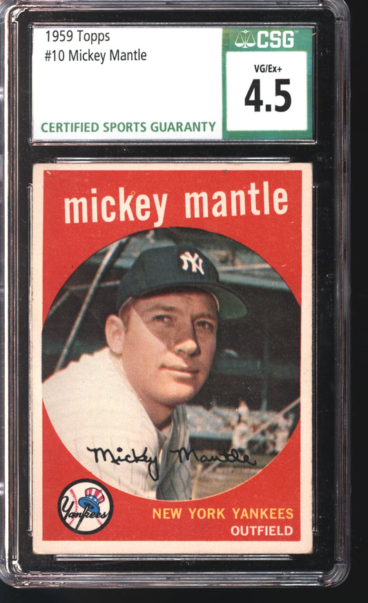 1959 Topps Mickey Mantle #10 Graded CSG 4.5