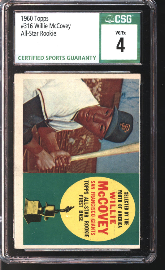 1960 Topps Willie McCovey All-Star Rookie # 316 Graded CSG 4