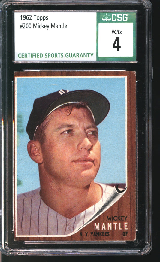 1962 Topps Mickey Mantle #200 Graded CSG 4