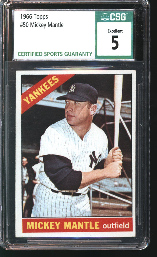 1966 Topps Mickey Mantle #50 Graded CSG 5