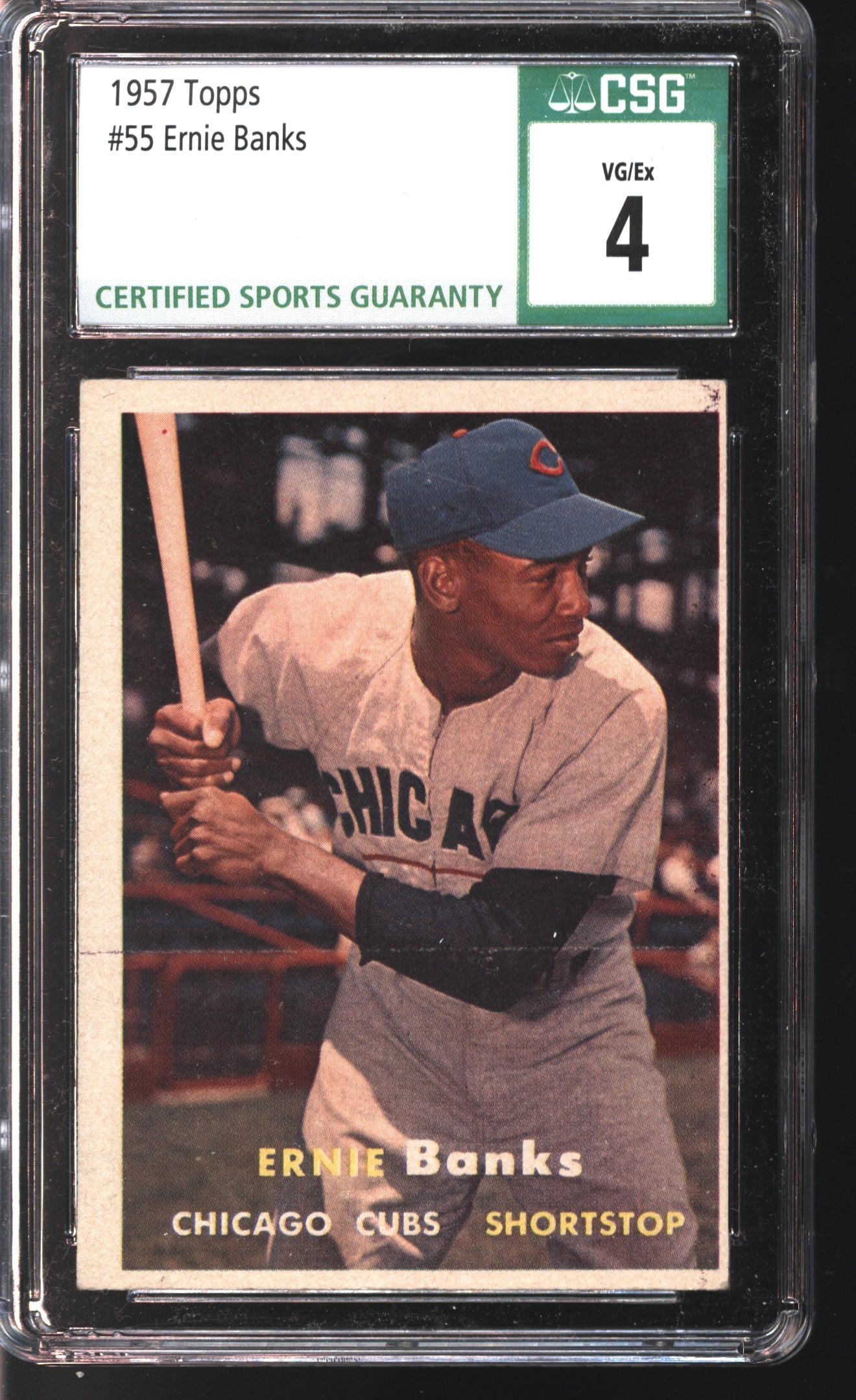 1957 Topps Ernie Banks # 55 Graded CSG 4