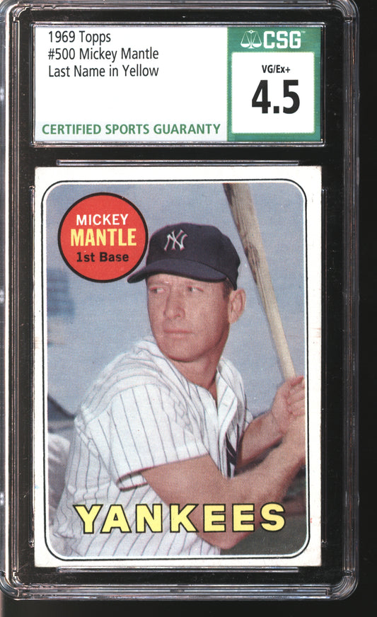 1969 Topps Mickey Mantle #500 Graded CSG 4.5