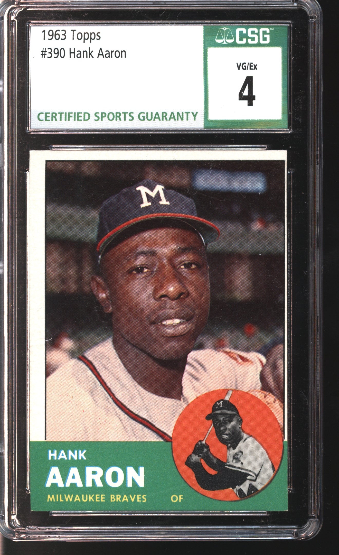 1963 Topps Hank Aaron #390 Graded CSG 4