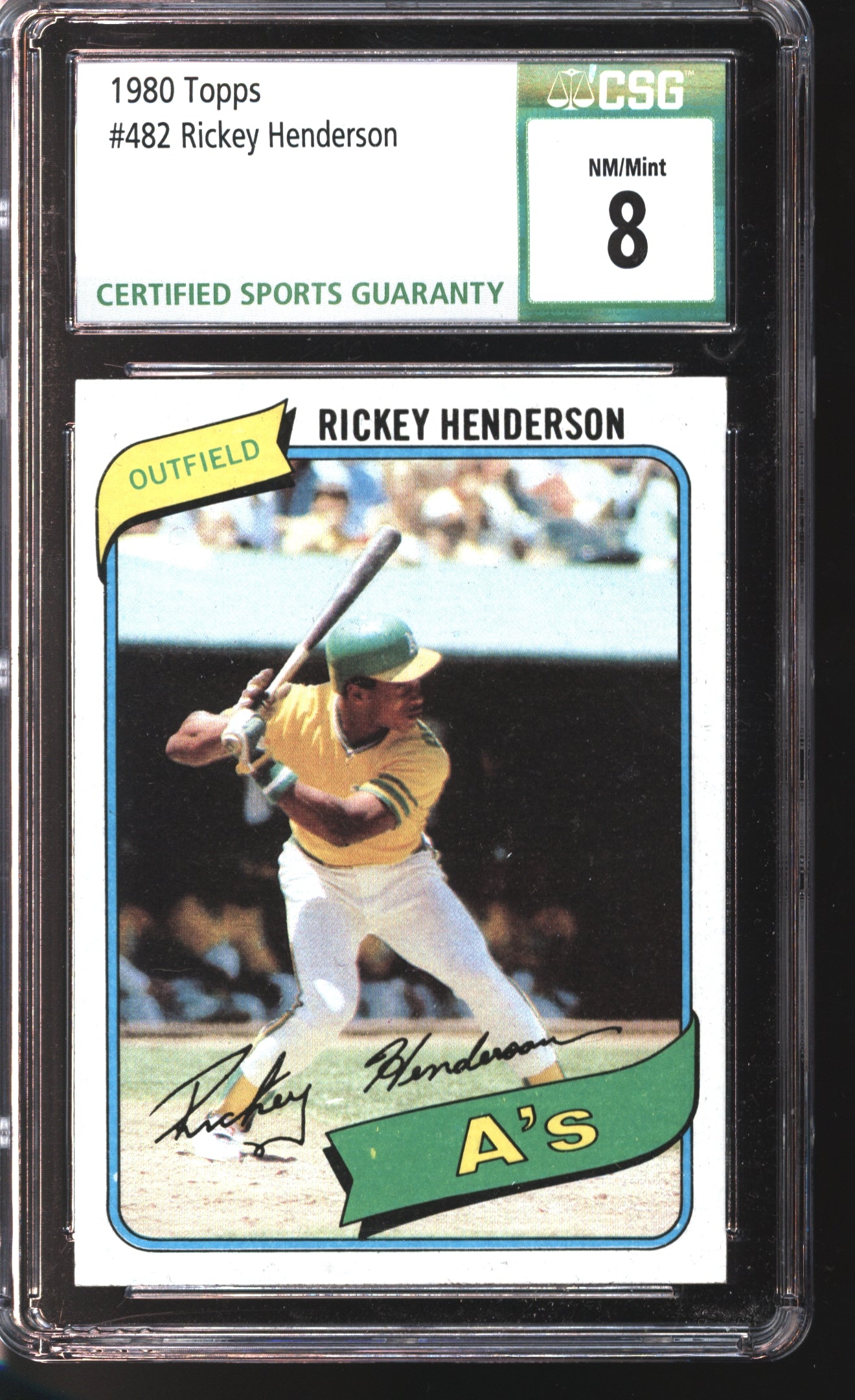 1980 Topps Rickey Henderson Rookie Card #482 Graded CSG 8