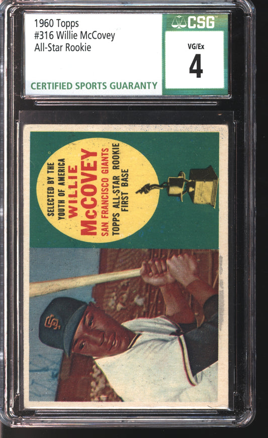 1960 Topps Willie McCovey All-Star Rookie # 316 Graded CSG 4