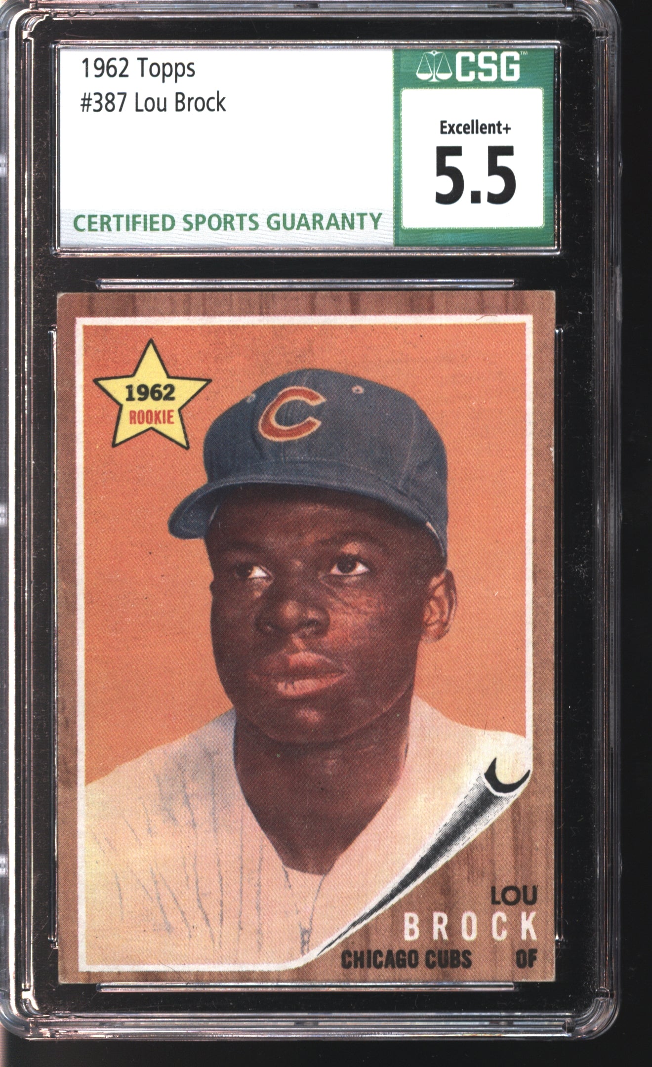 1962 Topps Lou Brock Graded CSG 5.5