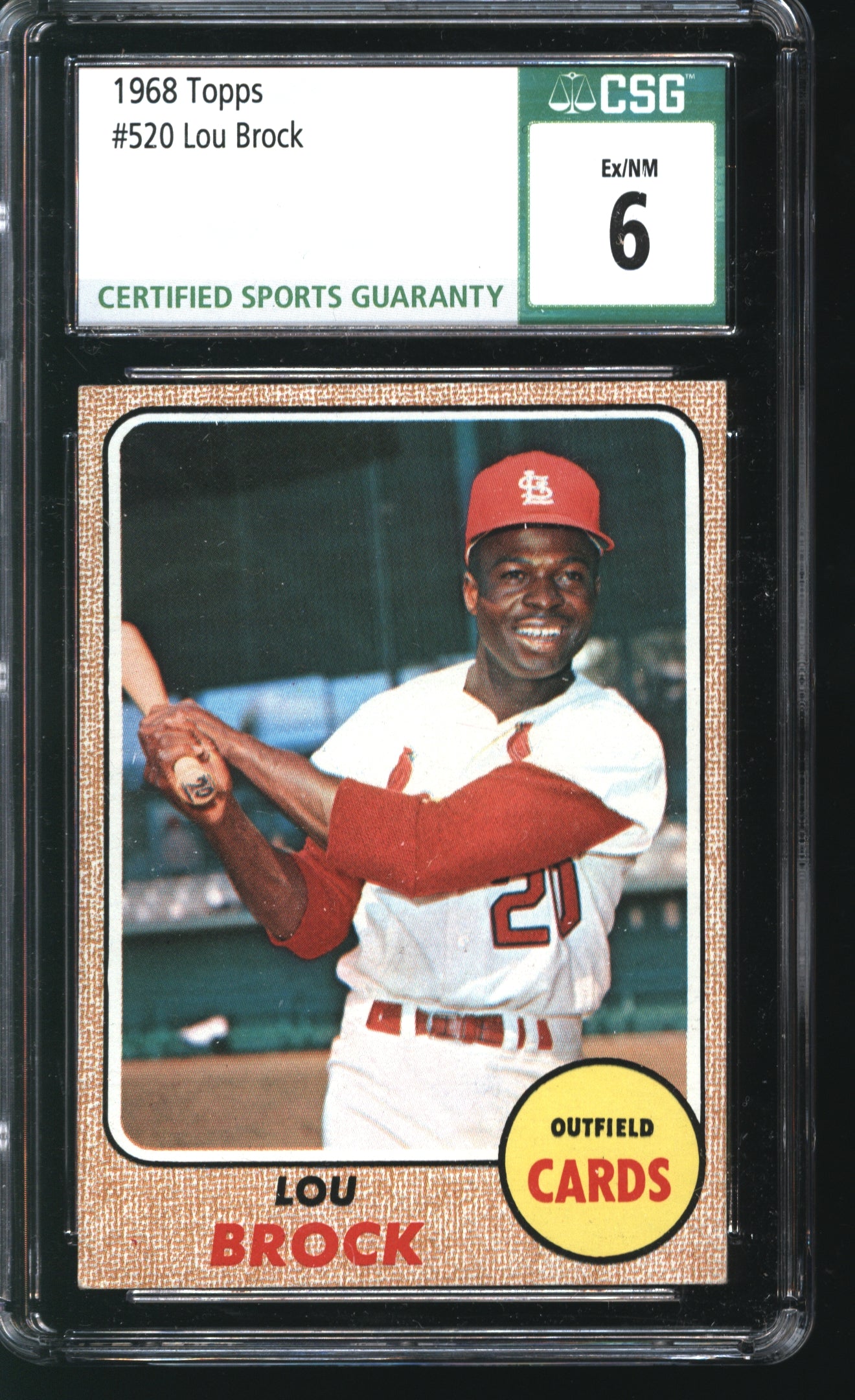 1968 Topps Lou Brock Graded CSG 6