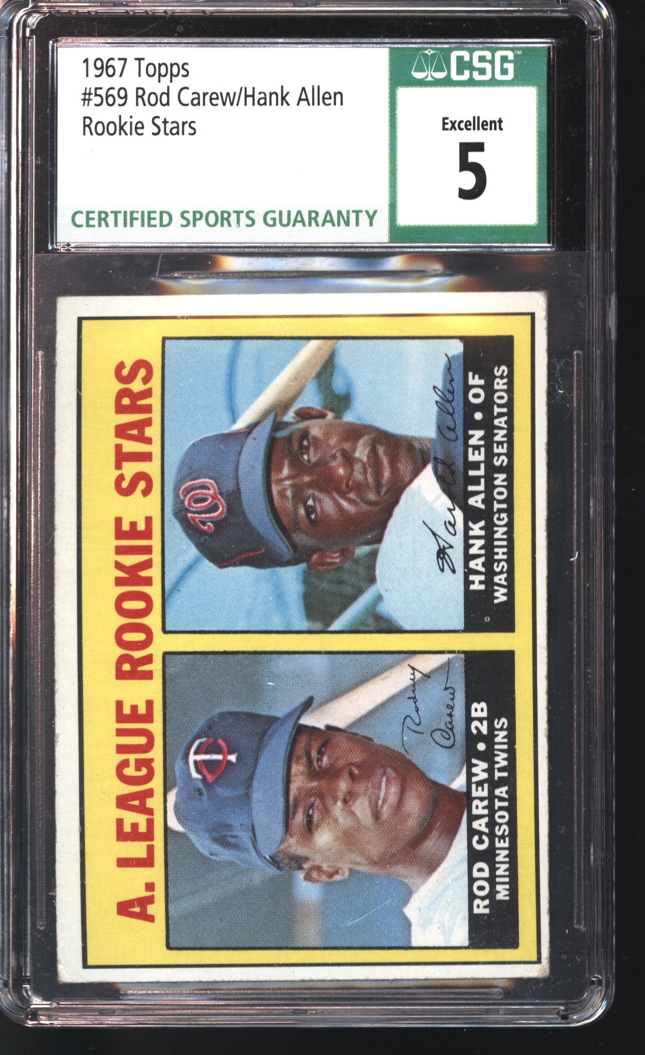 1967 Topps Rod Carew/Hank Allen Rookie Stars #569 Graded CSG 5