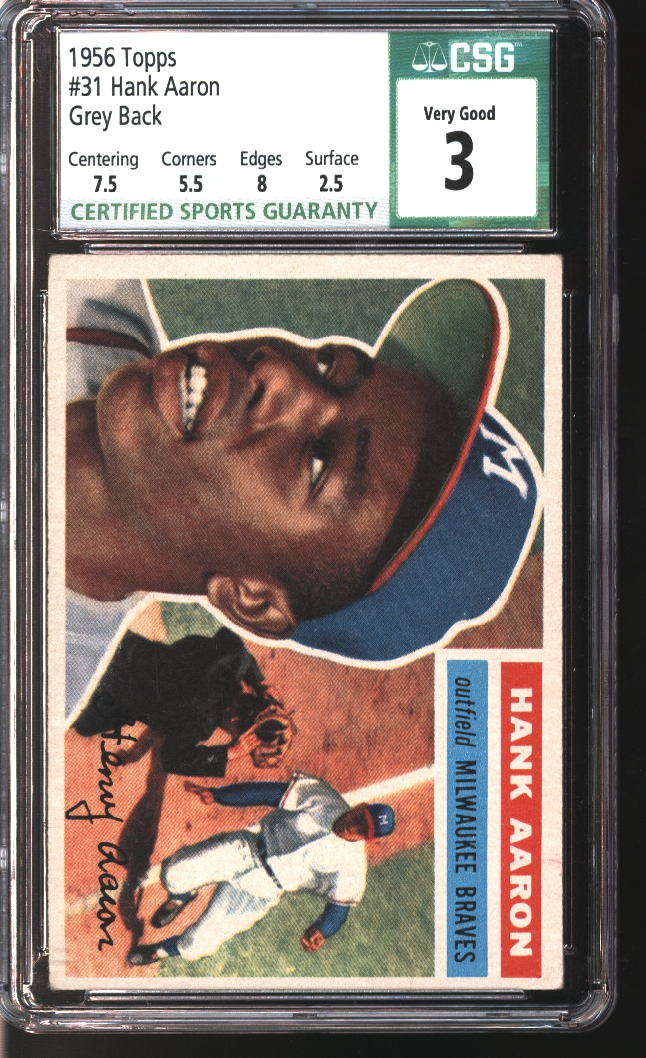 1956 Topps Hank Aaron #31 Graded CSG 3