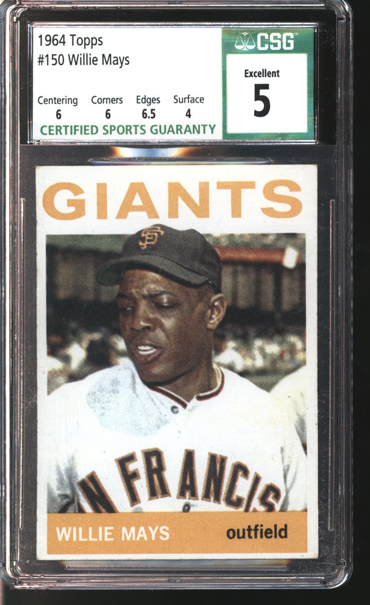 1964 Topps Willie Mays # 150 Graded CSG 5